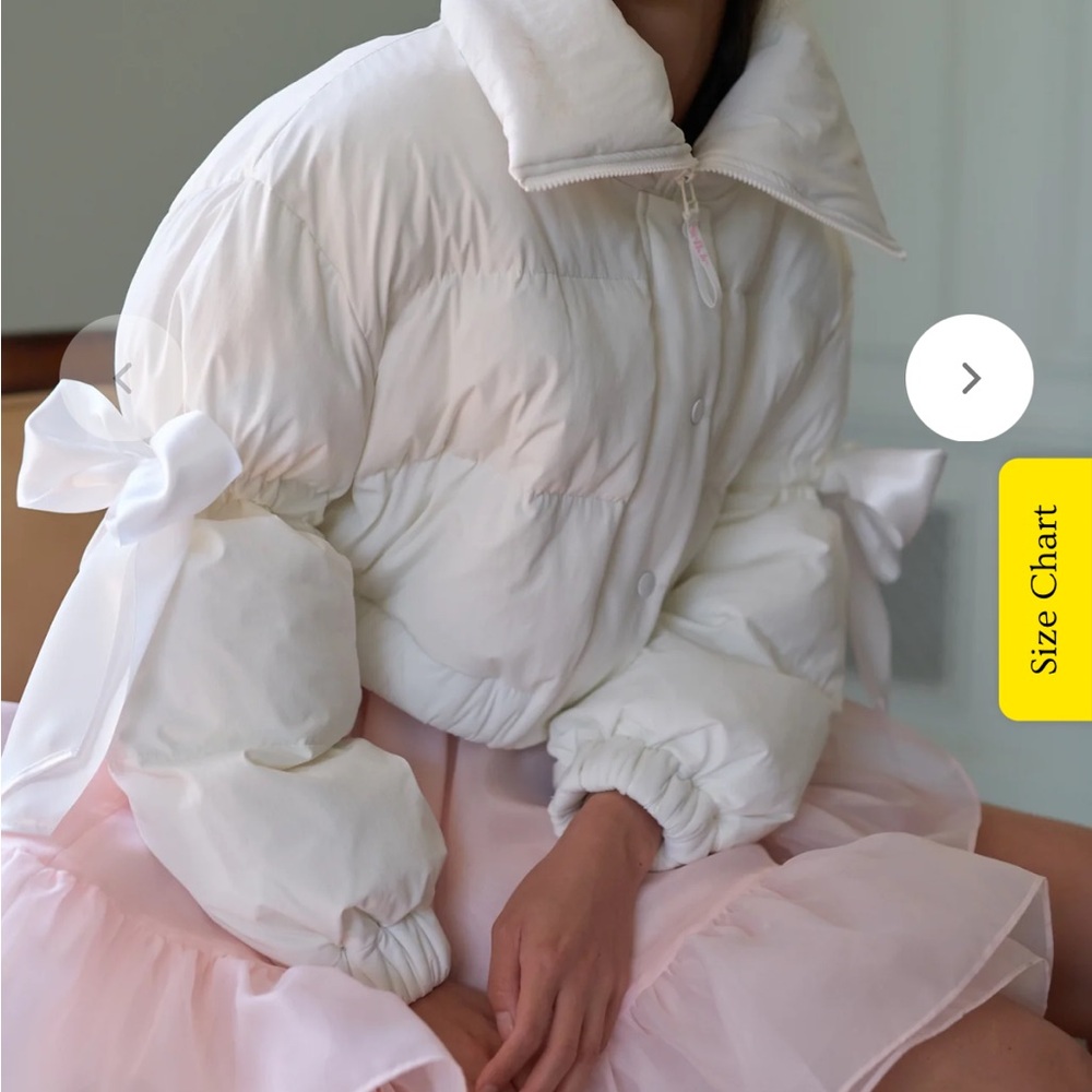 Selkie Cropped White Puffer Jacket